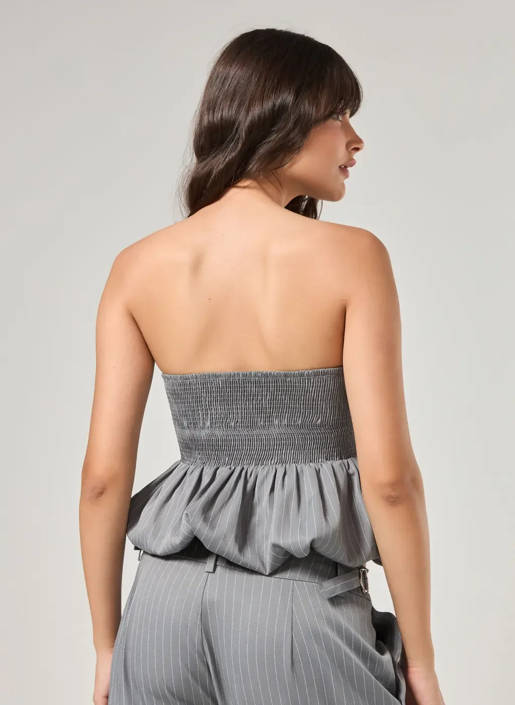 Blusa Balonê Cinza Sem Alças