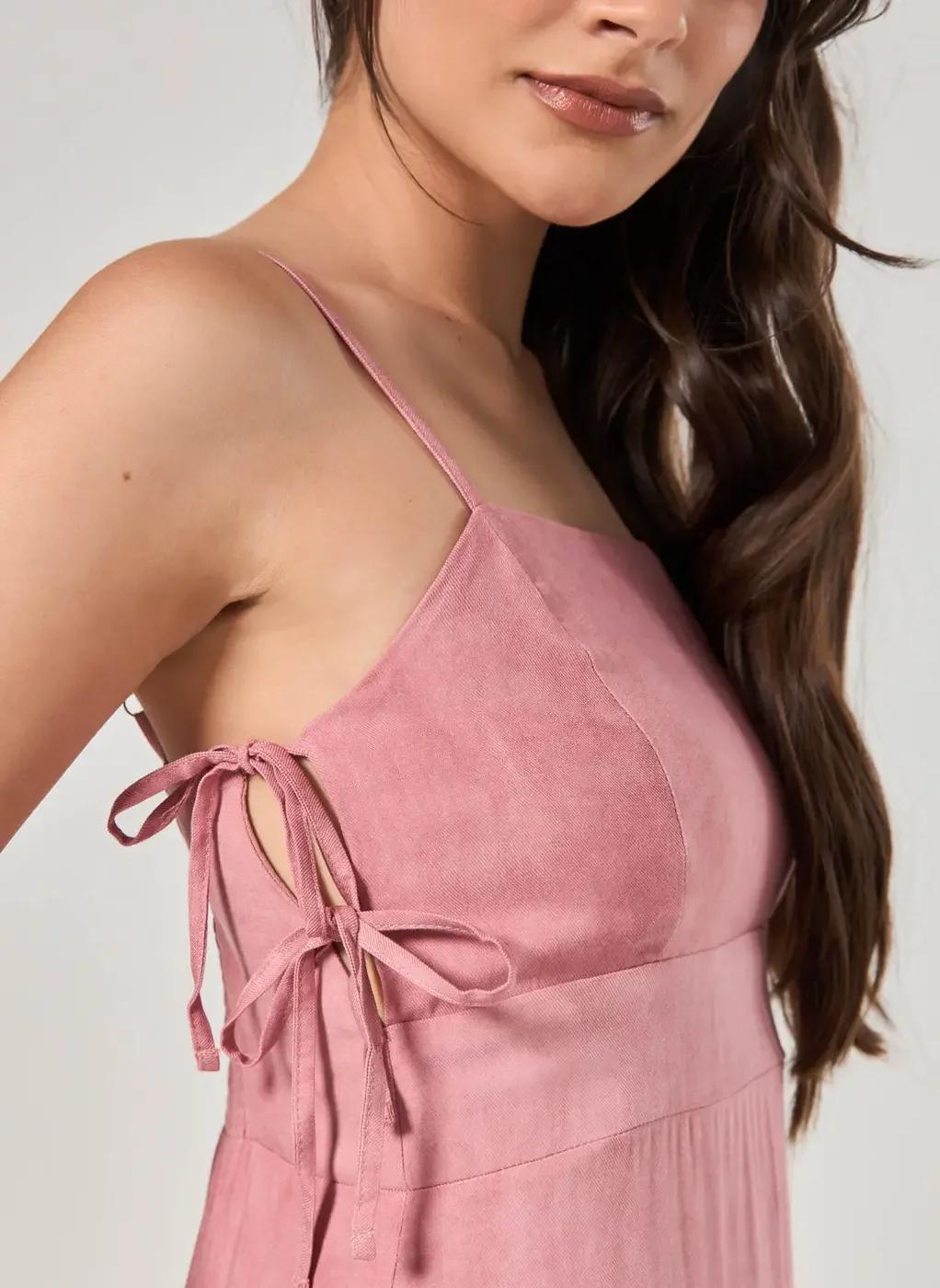 Vestido Midi Estonado Com Amarrações