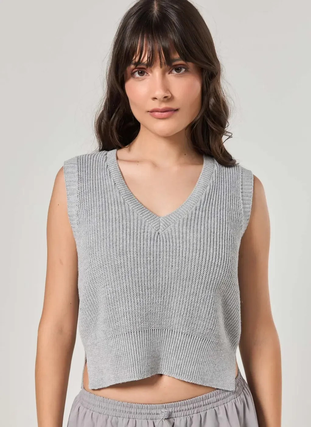 Colete Cinza Tricô