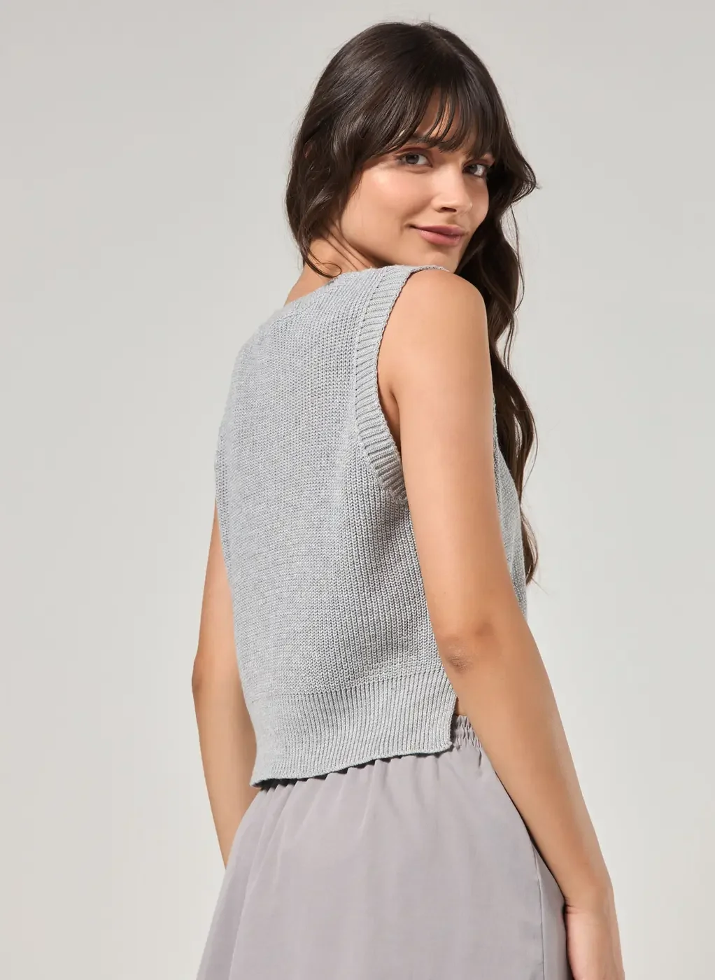 Colete Cinza Tricô