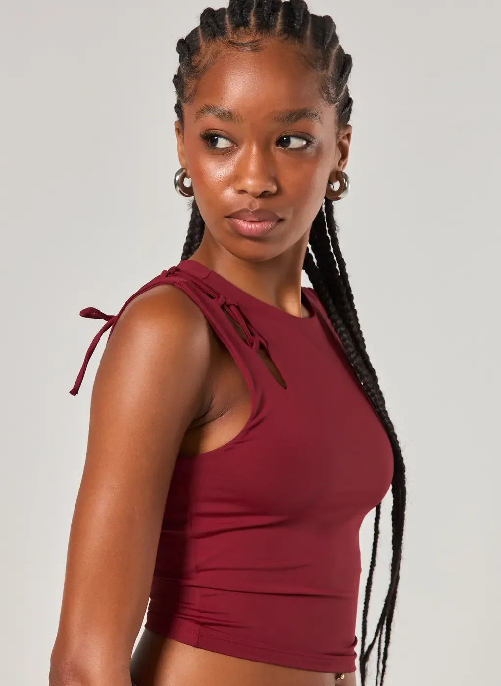 Cropped Poliamida Amarração Ombro