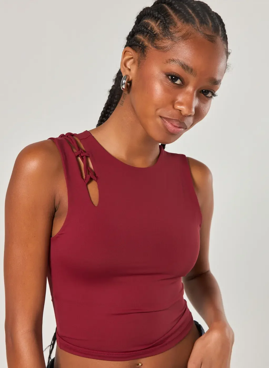 Cropped Poliamida Amarração Ombro