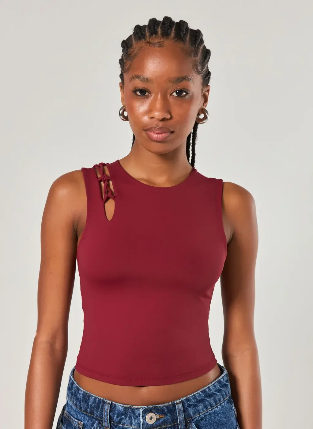 Cropped Poliamida Amarração Ombro