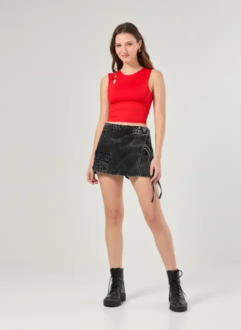 Cropped Poliamida Amarração Ombro