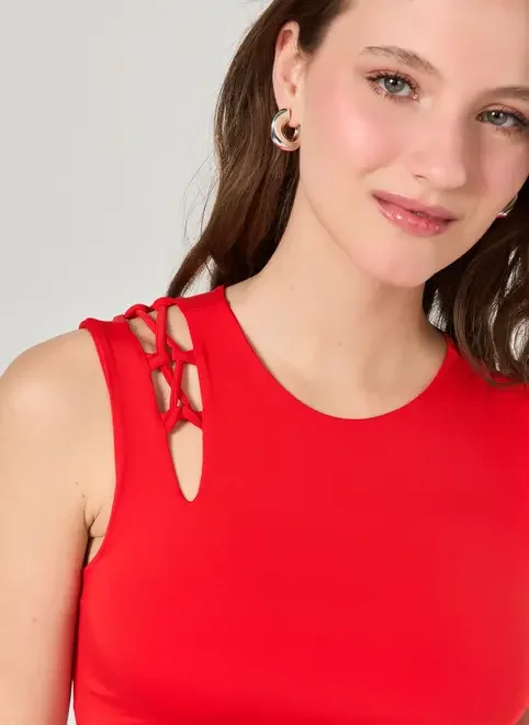 Cropped Poliamida Amarração Ombro