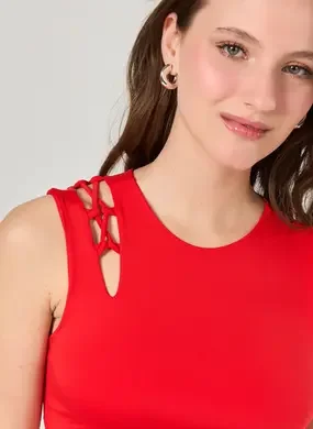 Cropped Poliamida Amarração Ombro