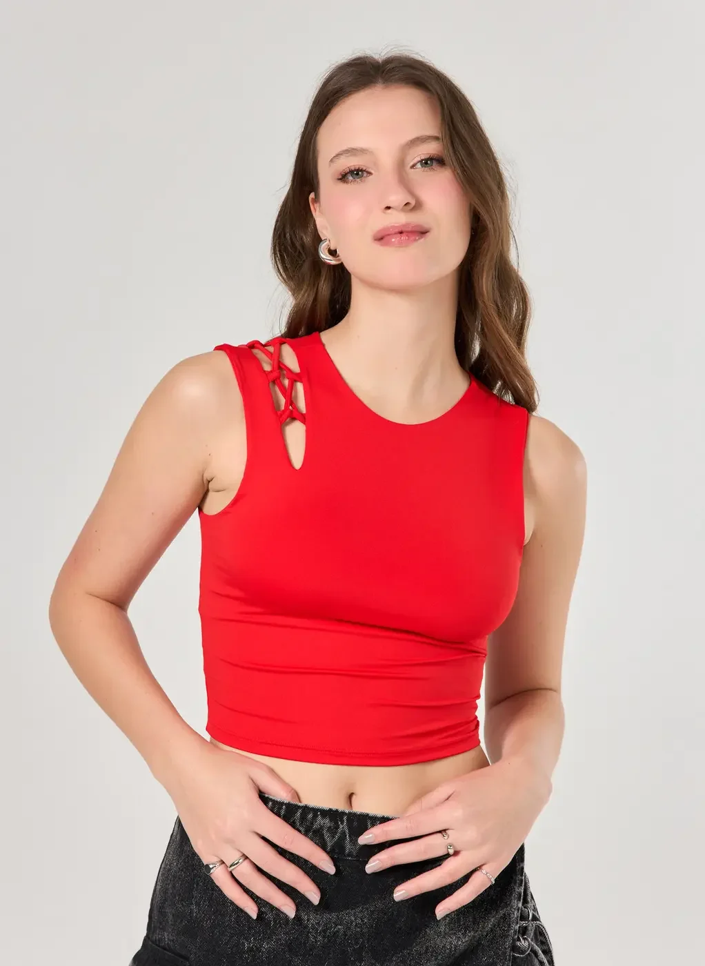 Cropped Poliamida Amarração Ombro