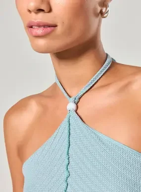 Cropped Verde Tricô Costura Marcante