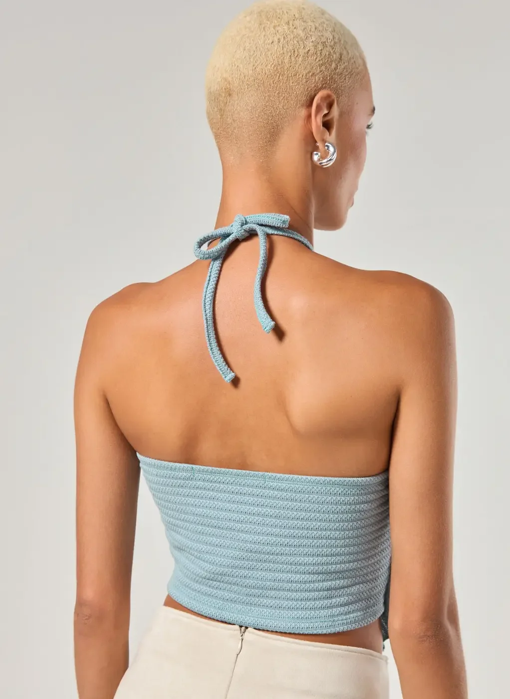 Cropped Verde Tricô Costura Marcante