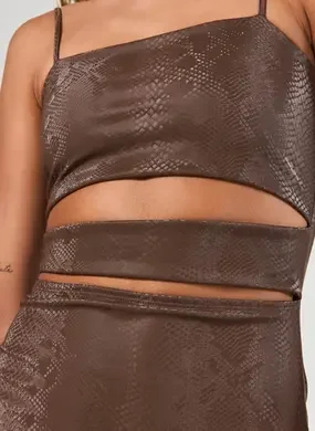 Vestido Tubinho Marrom Textura Cobra