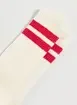 Meia Off-White Com Listras Vermelhas