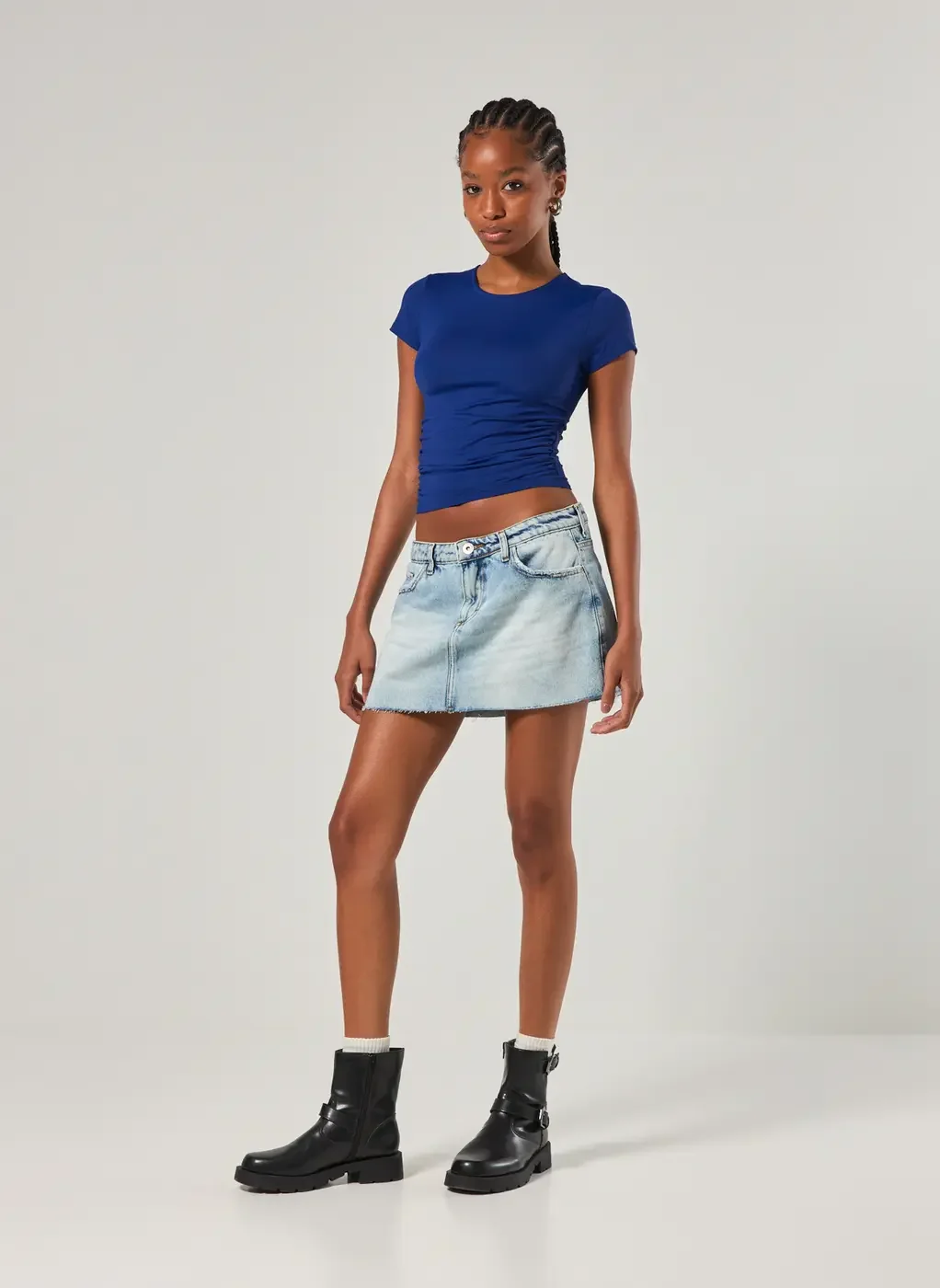 Blusa Manga Curta Poliamida Franzido