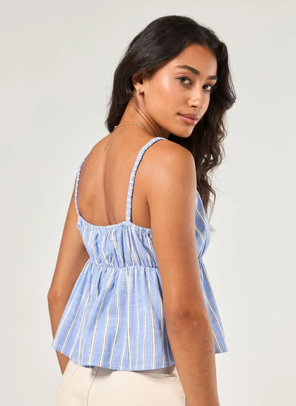 Regata Linho Com Laços Listrada