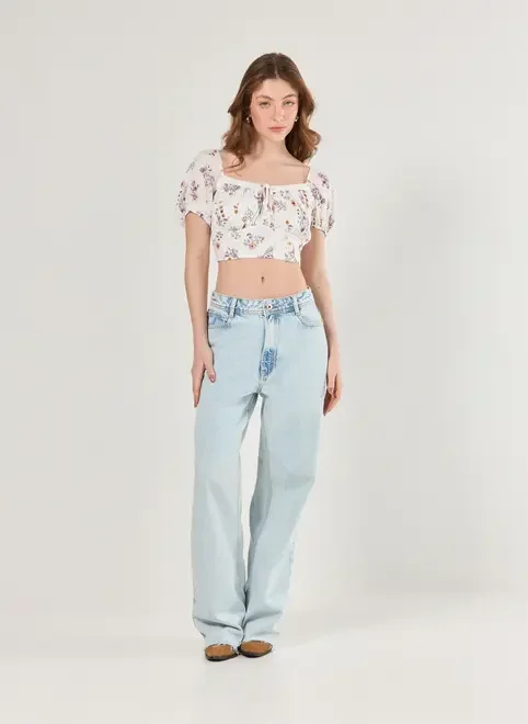 Cropped Off-White Florido Amarração