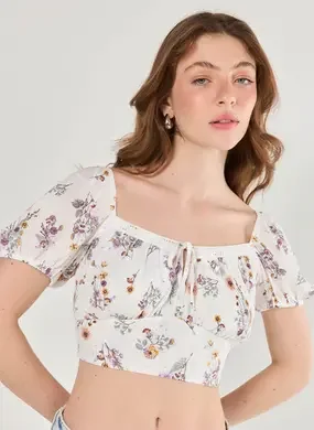 Cropped Off-White Florido Amarração