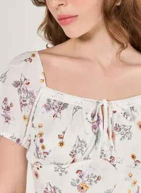 Cropped Off-White Florido Amarração