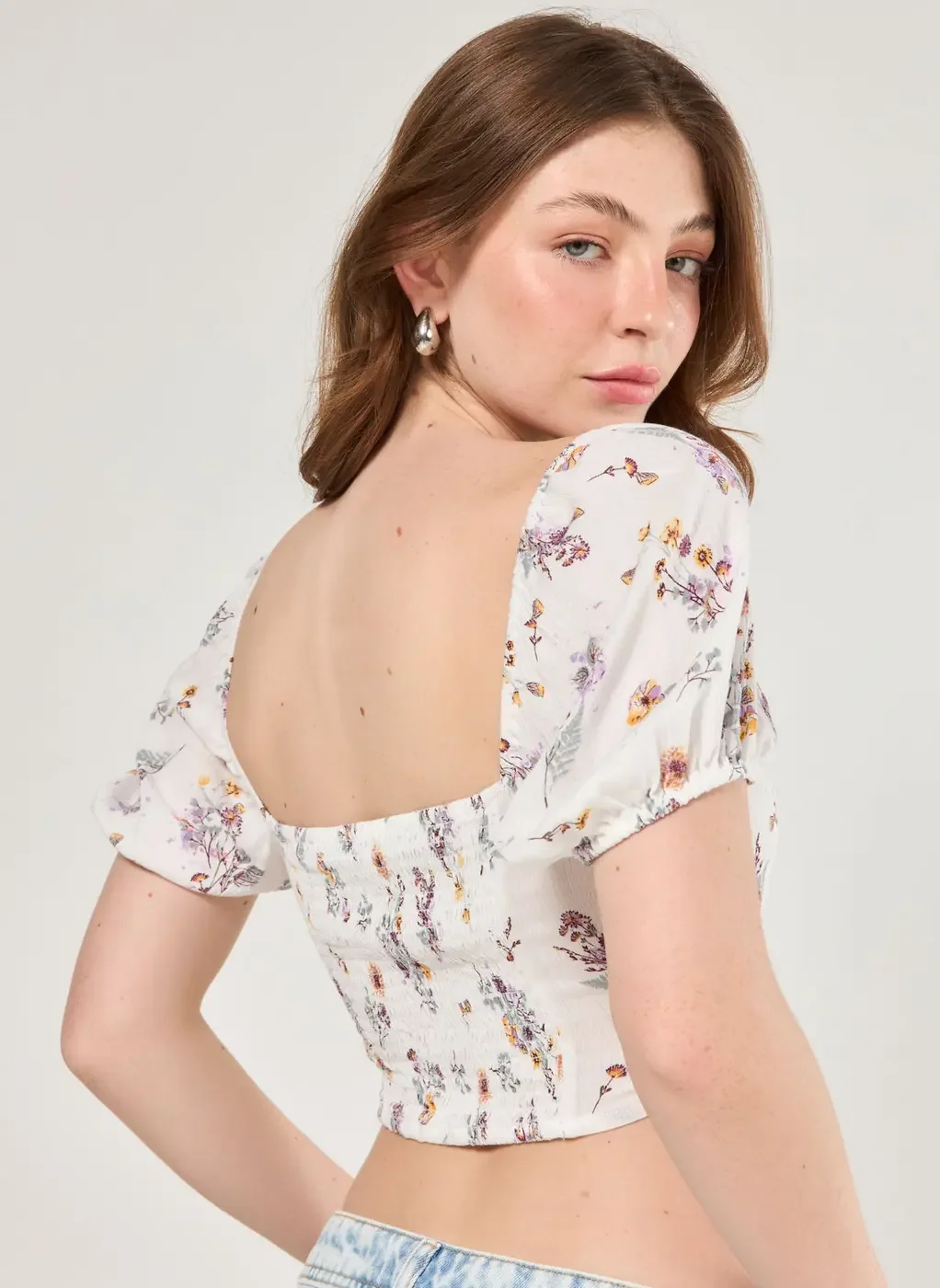 Cropped Off-White Florido Amarração