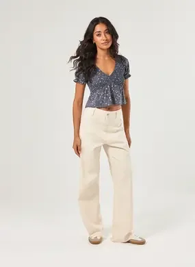 Blusa Azul Florida Com Lastex