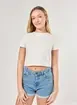 Cropped Off-White Textura Xadrez