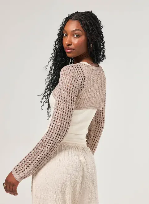 Super Cropped Tricô Com Brilho