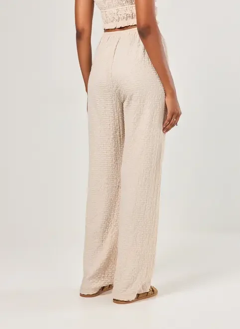 Calça Wide Leg Texturizada