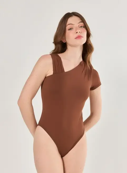 Body Poliamida Mangas Assimétricas