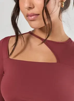 Cropped Poliamida Manga Longa Assimétrico