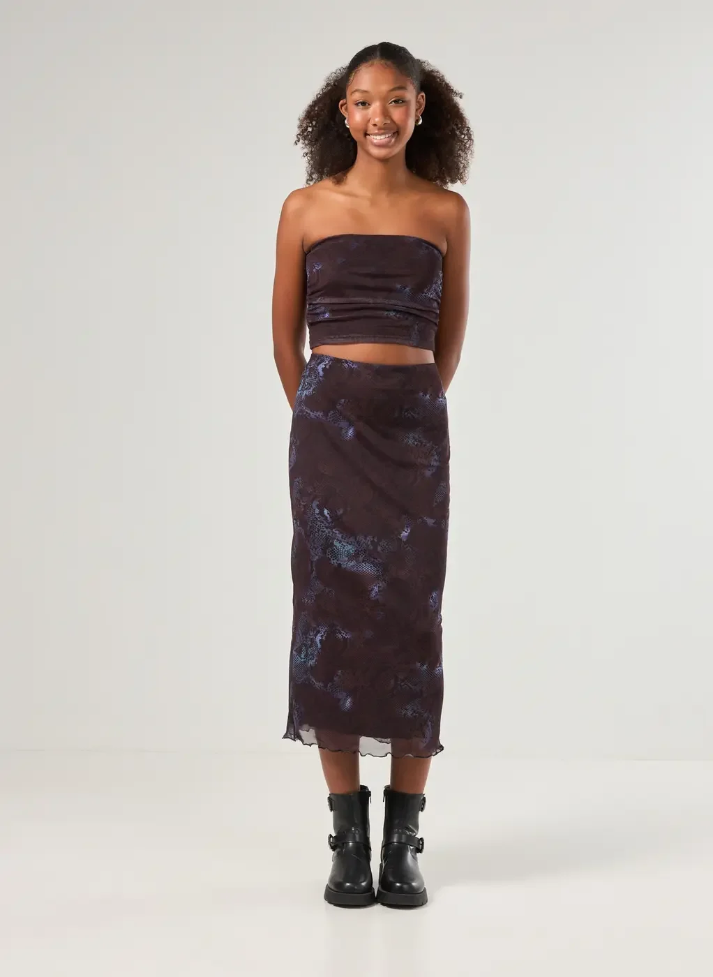 Tube Top Tule Estampado