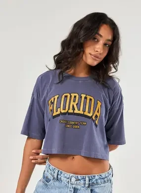 Camiseta Cropped Florida Com Glitter