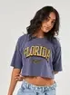 Camiseta Cropped Florida Com Glitter