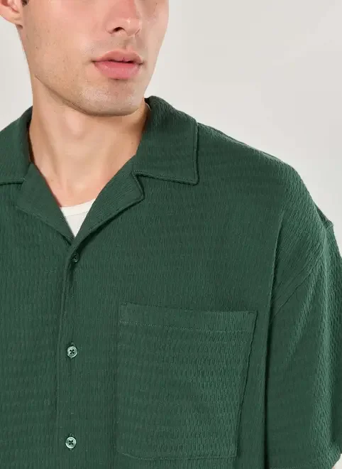 Camisa Box Texturizada Verde