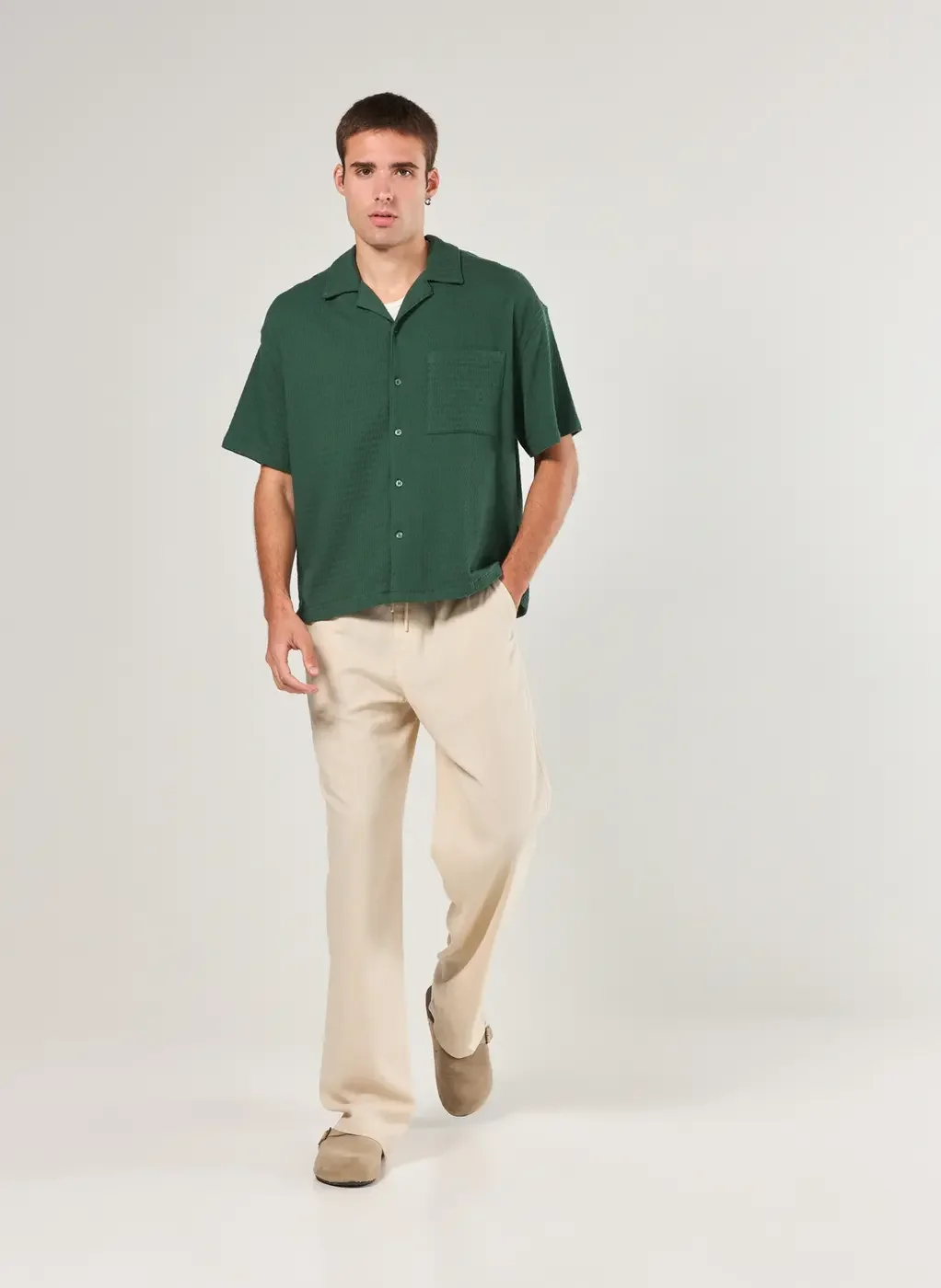 Camisa Box Texturizada Verde