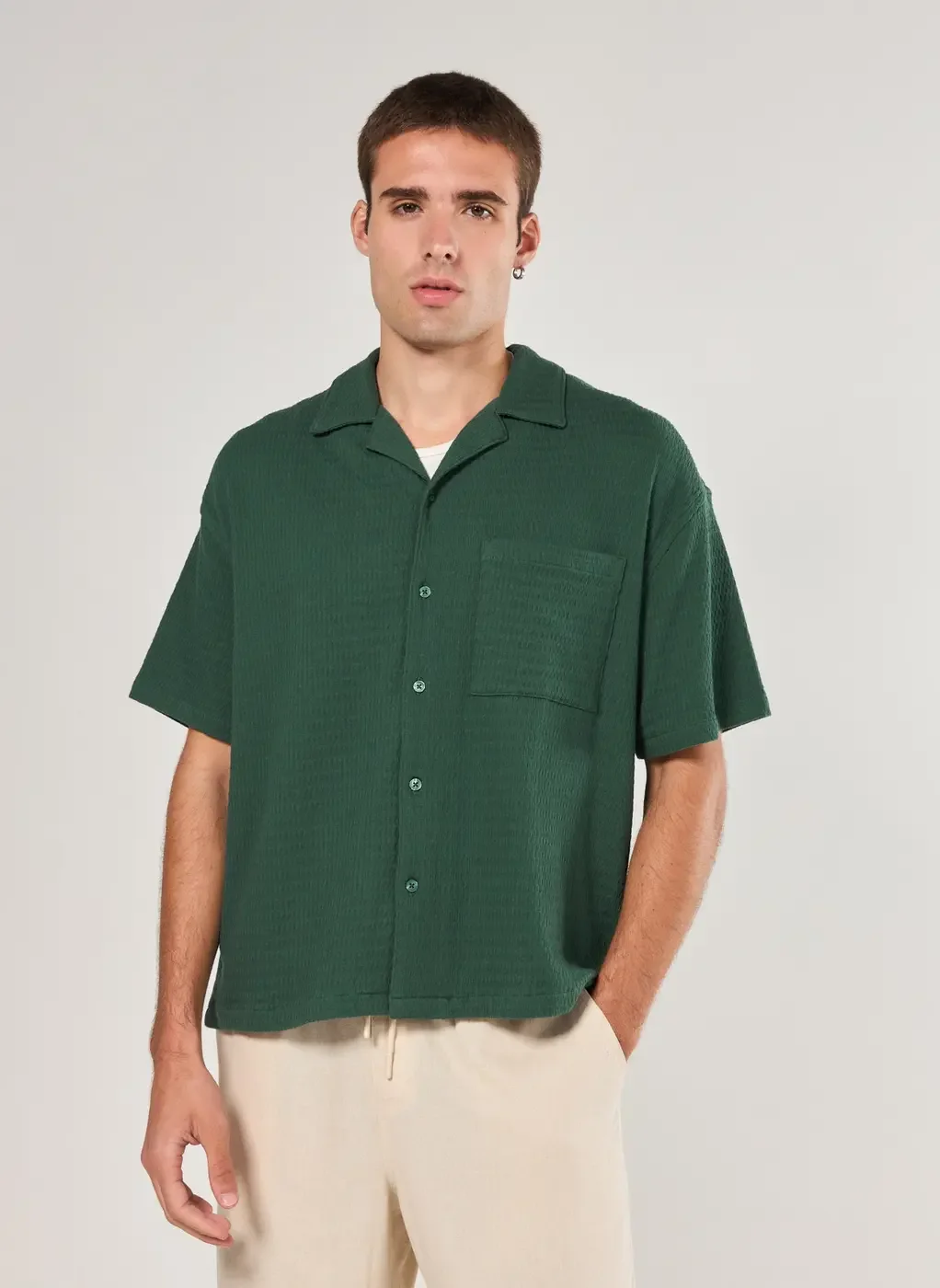 Camisa Box Texturizada Verde