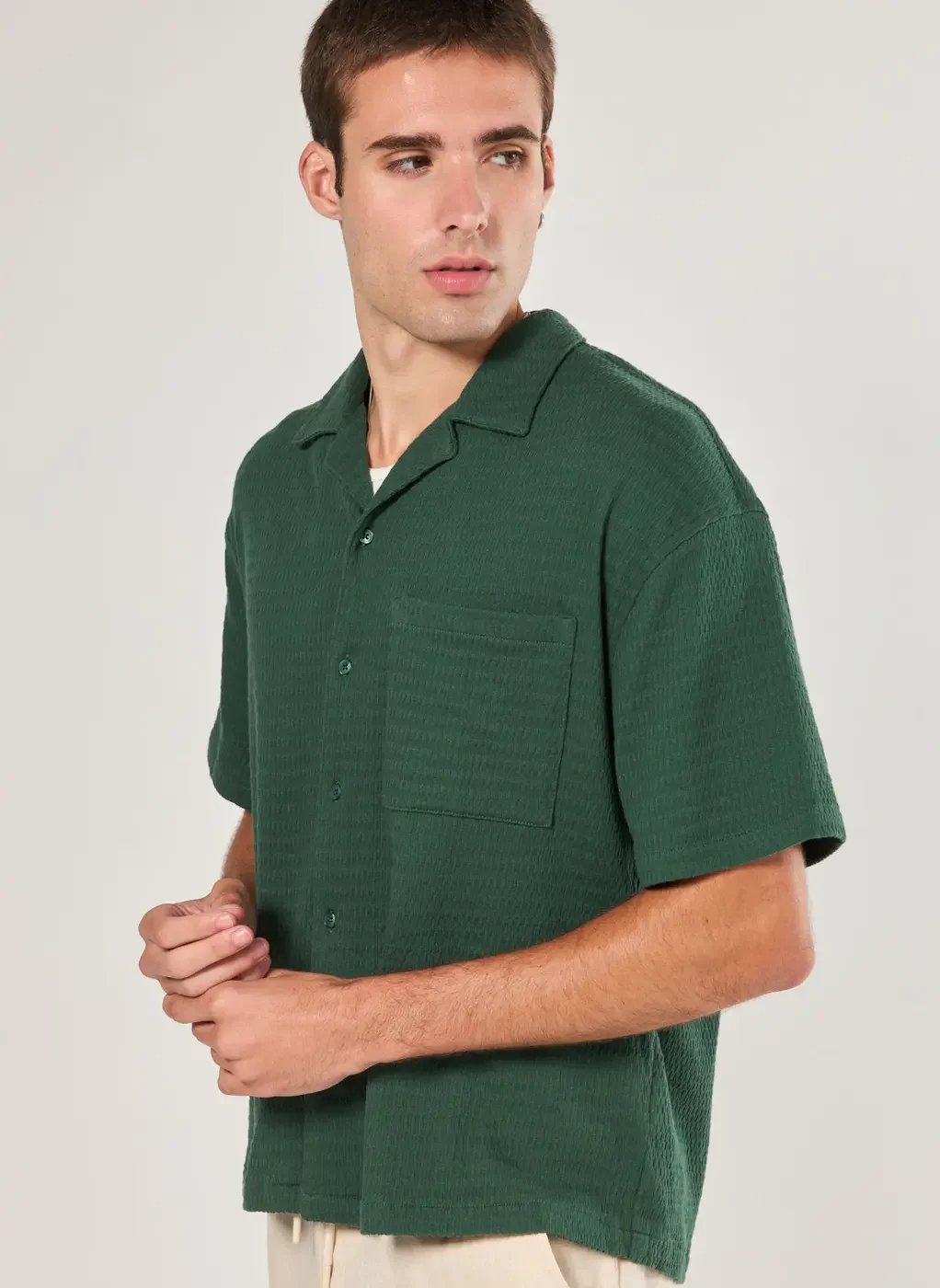Camisa Box Texturizada Verde