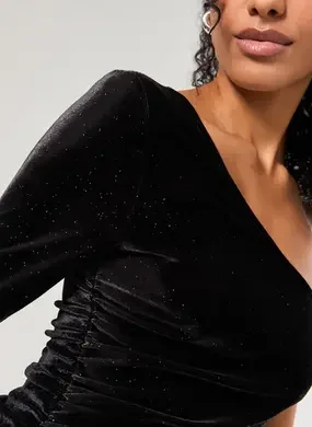 Cropped Manga Longa Veludo Brilhante