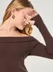 Blusa Manga Longa Ombro A Ombro Marrom