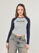 Blusa Manga Longa Raglan Azul E Mescla