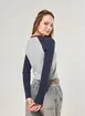 Blusa Manga Longa Raglan Azul E Mescla