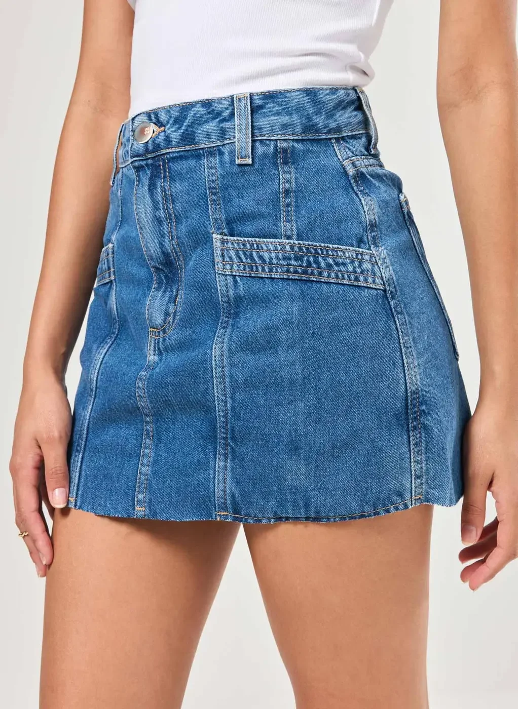 Saia Jeans Costuras Marcantes