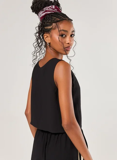 Blusa Estilo Colete Amarração Listras Laterais