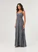 Vestido Longo Azul Florido