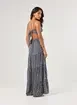 Vestido Longo Azul Florido