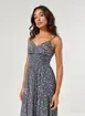 Vestido Longo Azul Florido