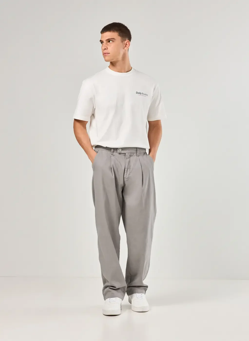 Calça Sarja Cinza Alfaiataria