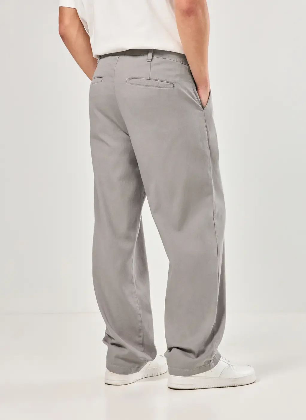 Calça Sarja Cinza Alfaiataria