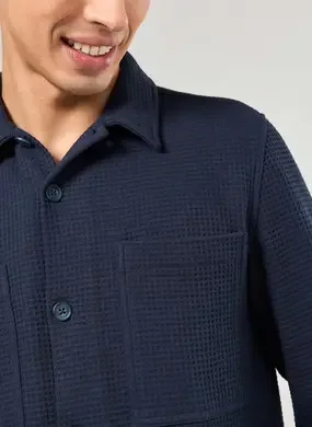 Jaqueta Estilo Camisa Texturizada Marinho