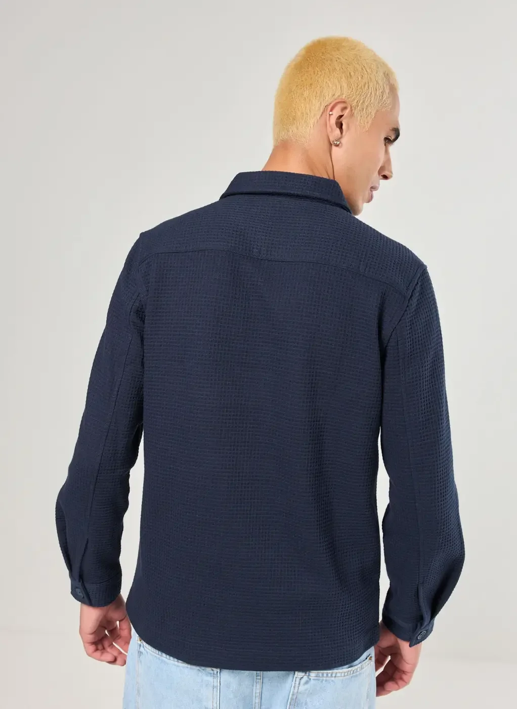 Jaqueta Estilo Camisa Texturizada Marinho