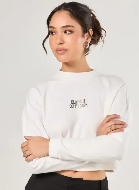 Blusa Em Suedine Estampa Zodíaco