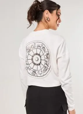 Blusa Em Suedine Estampa Zodíaco