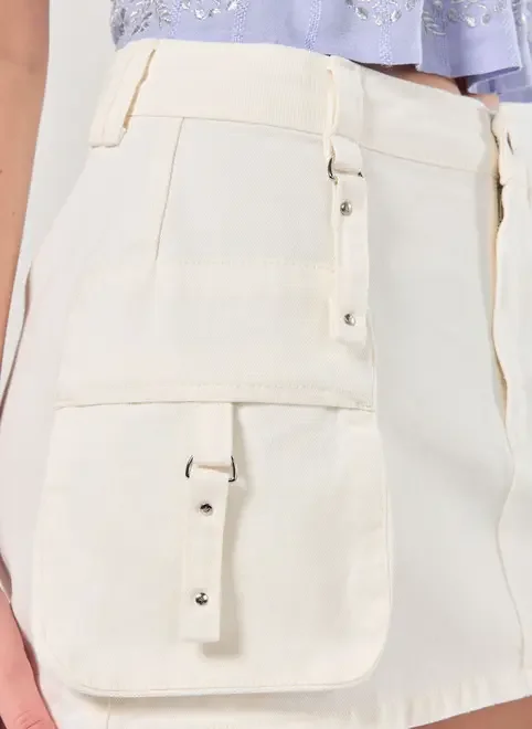 Saia De Sarja Cargo Cintura Média